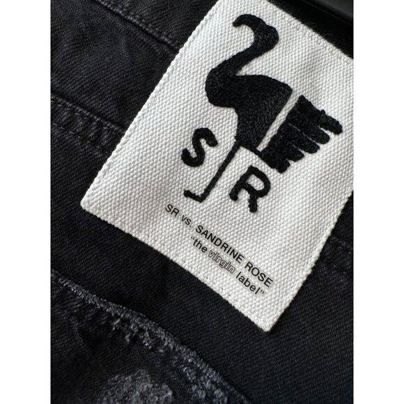 SR vs. Sandrine Rose Palm Tree Black Size 27 Black Distress Demin Jeans NWOT - Picture 4 of 7